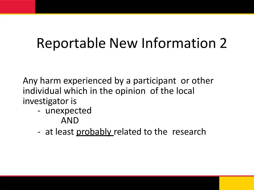 reportable new information 2 1
