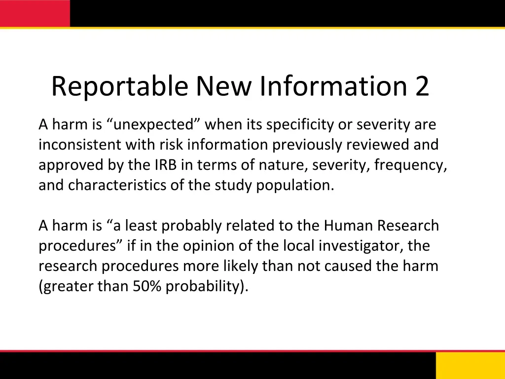 reportable new information 2 2