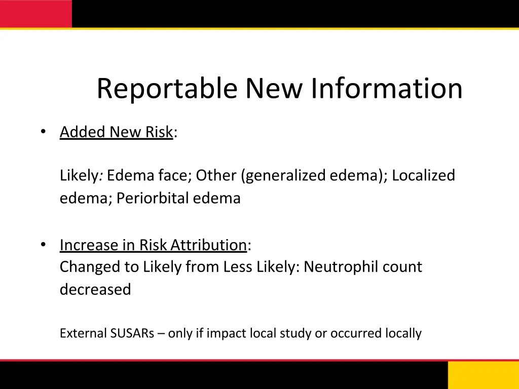 reportable new information 2