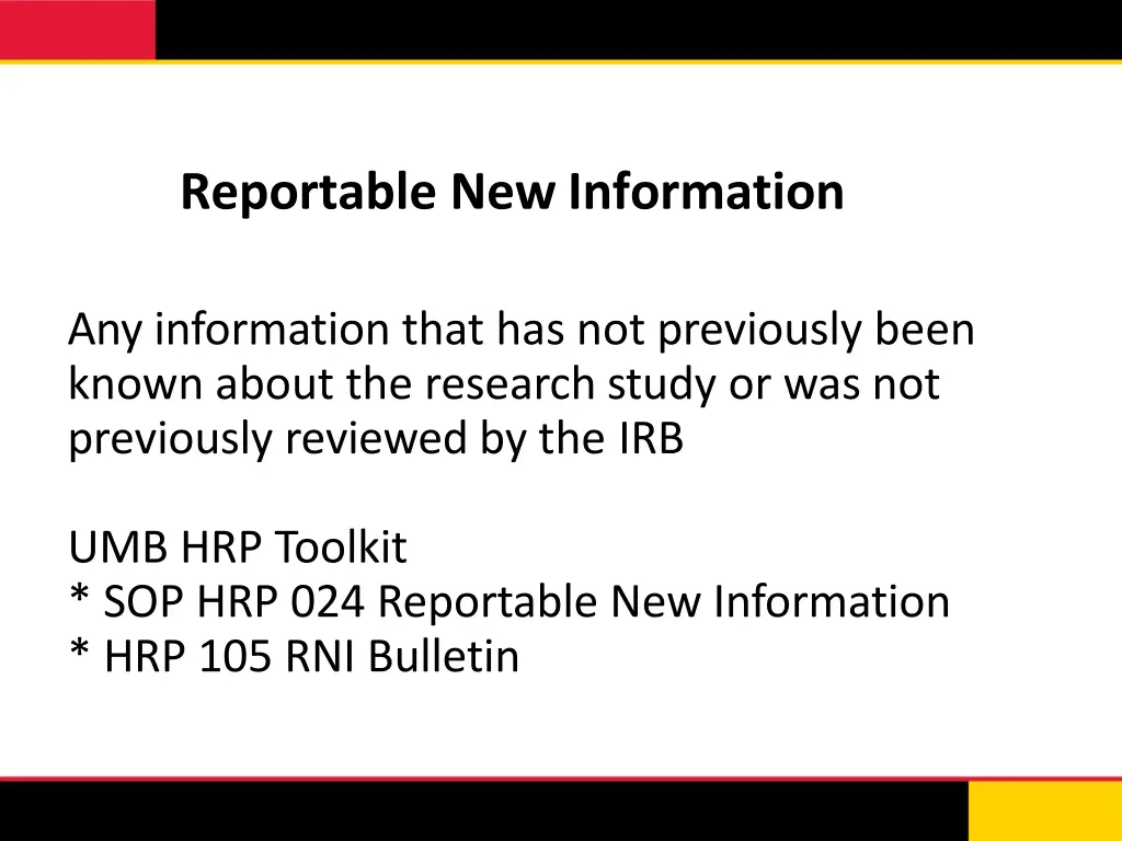 reportable new information