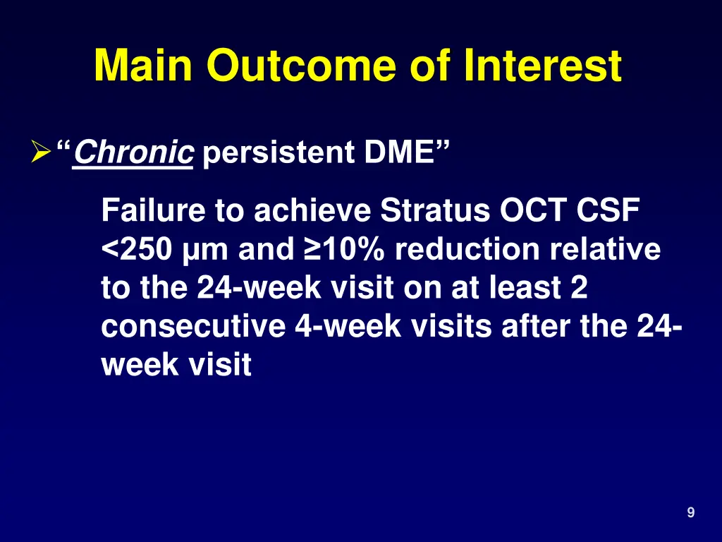main outcome of interest