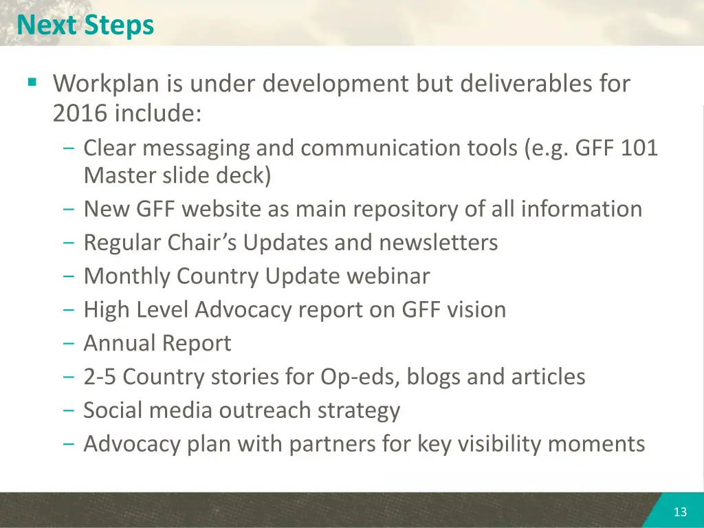 next steps