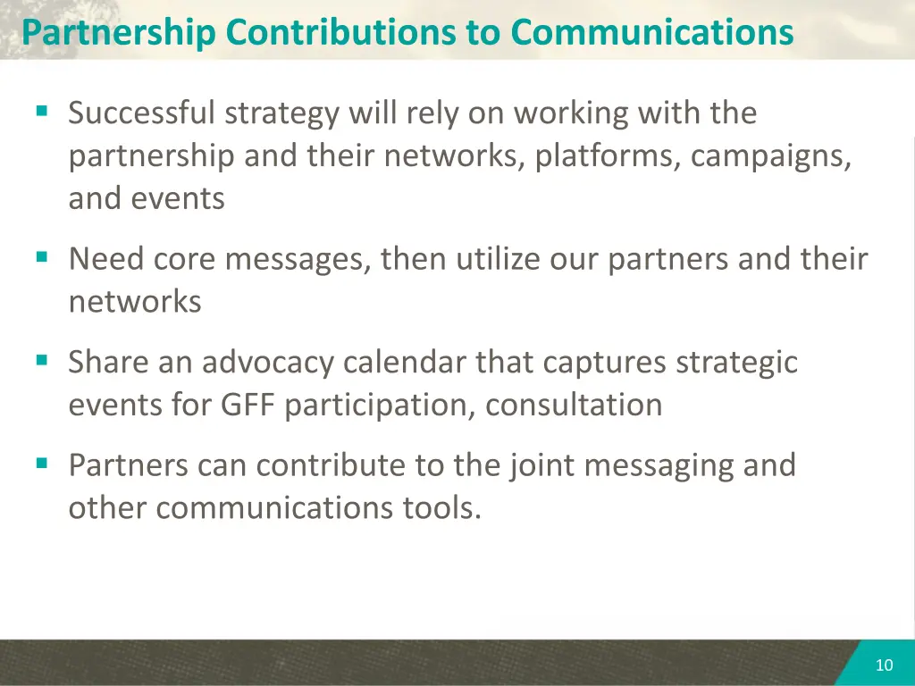partnership contributions to communications