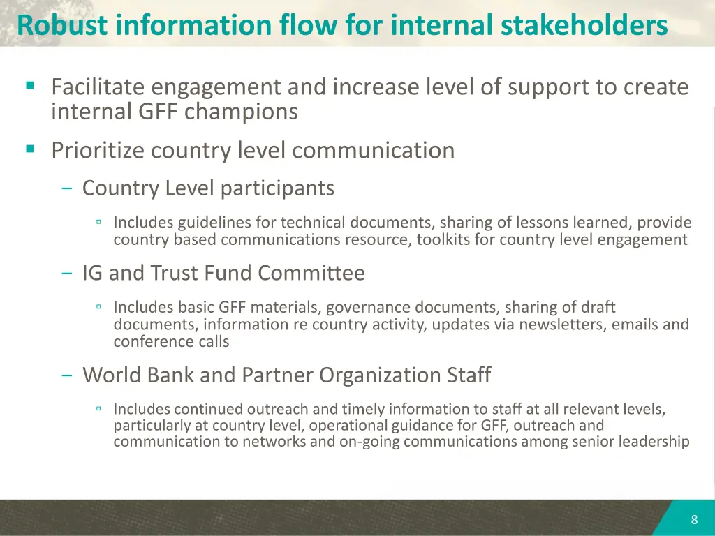 robust information flow for internal stakeholders