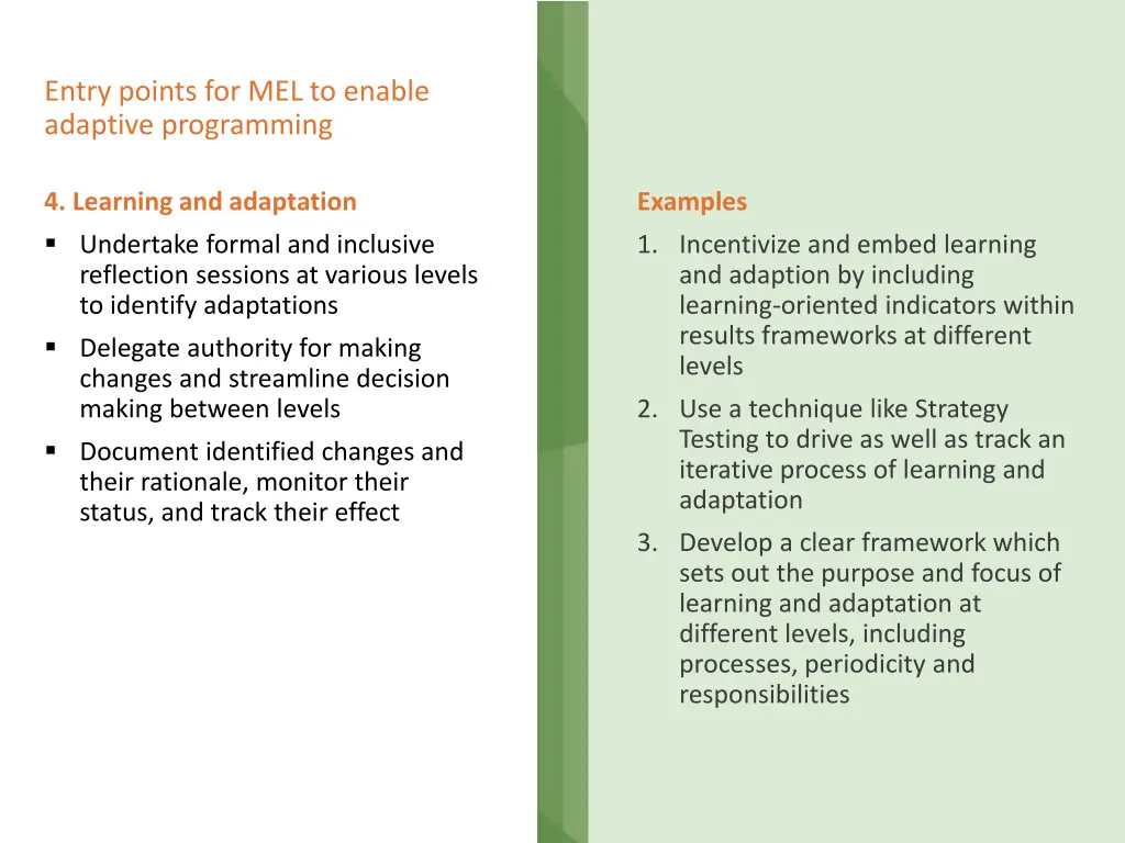 entry points for mel to enable adaptive 3