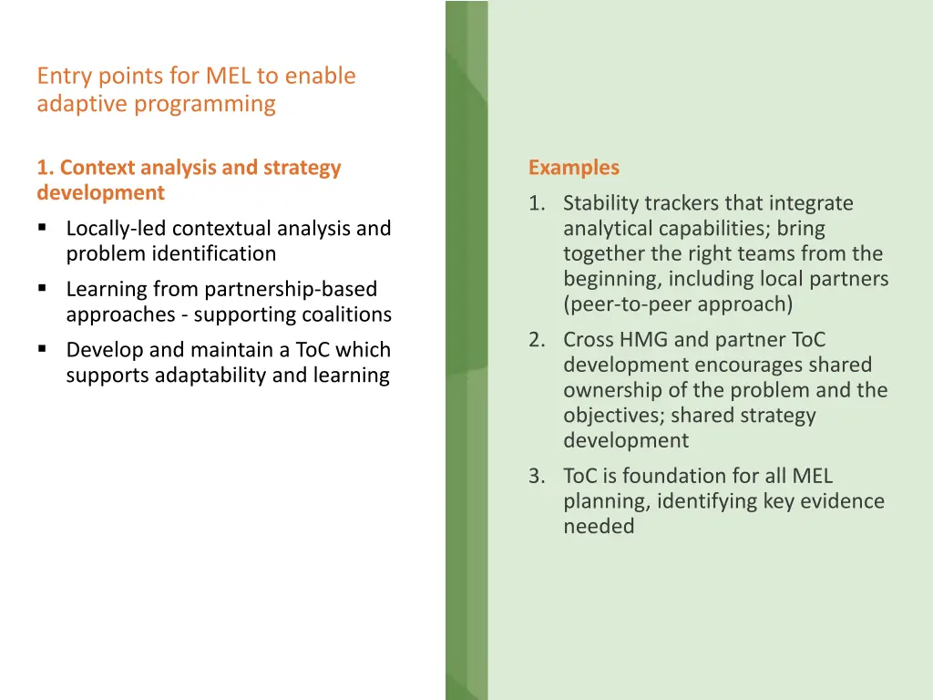 entry points for mel to enable adaptive
