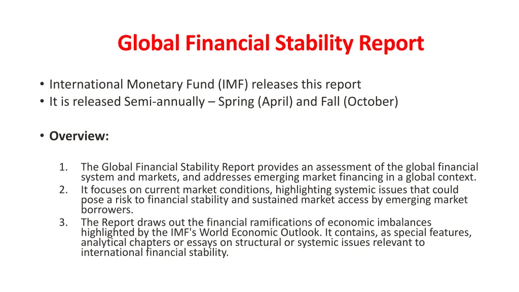 global financial stability report