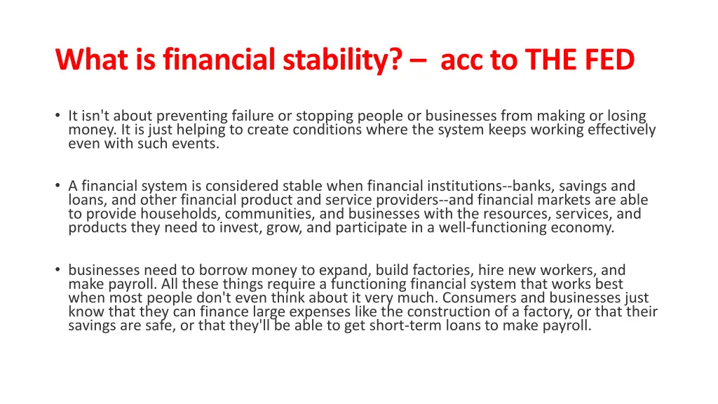 what is financial stability acc to the fed