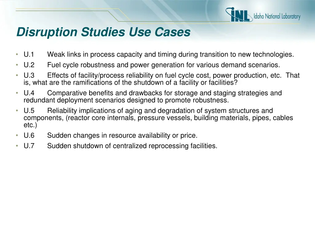 disruption studies use cases