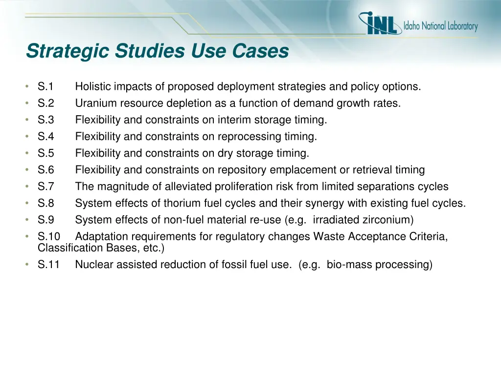 strategic studies use cases