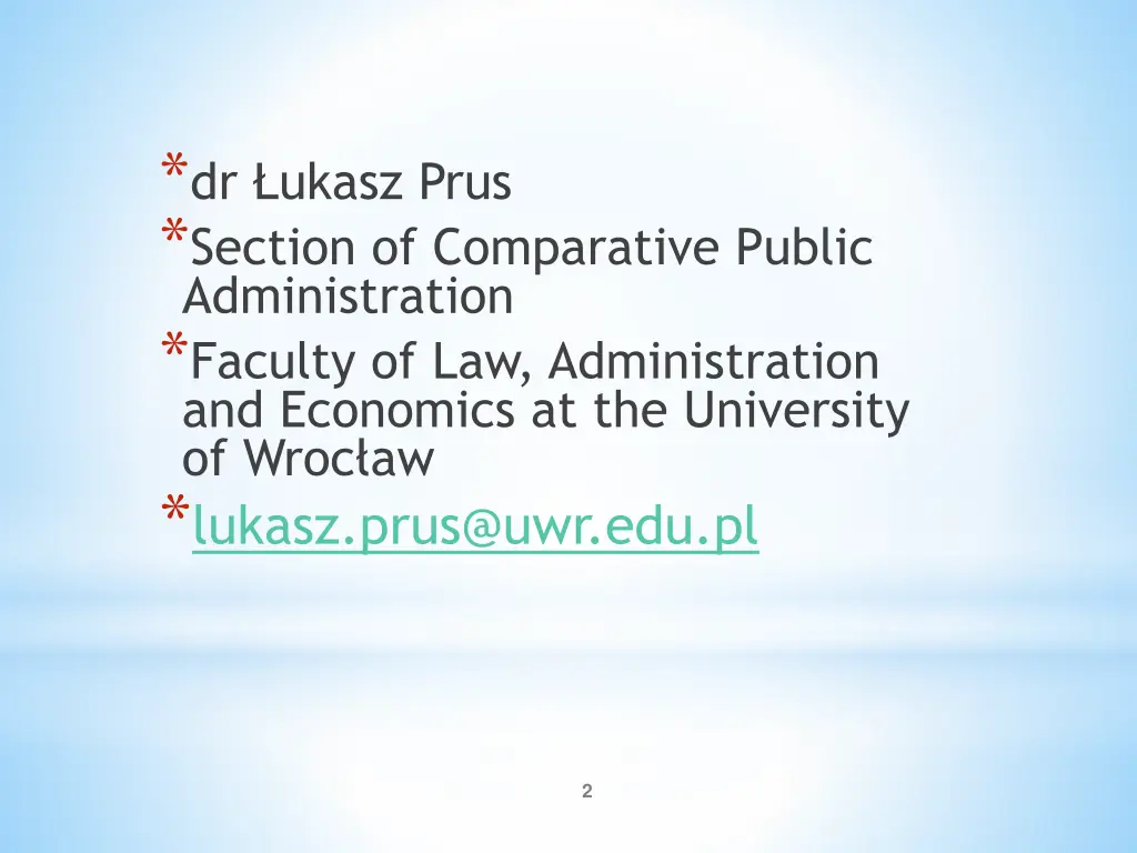 dr ukasz prus section of comparative public