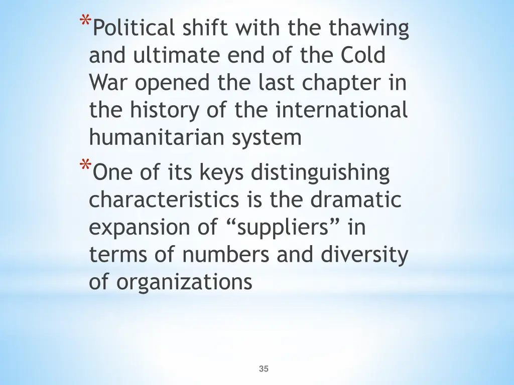 political shift with the thawing and ultimate
