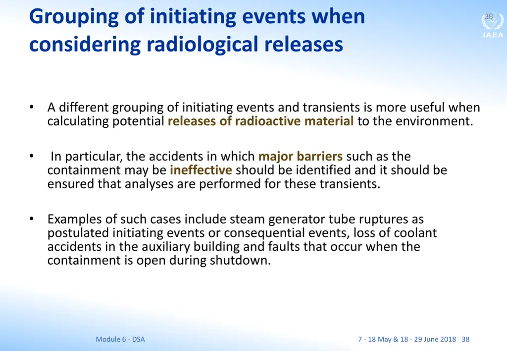 grouping of initiating events when considering