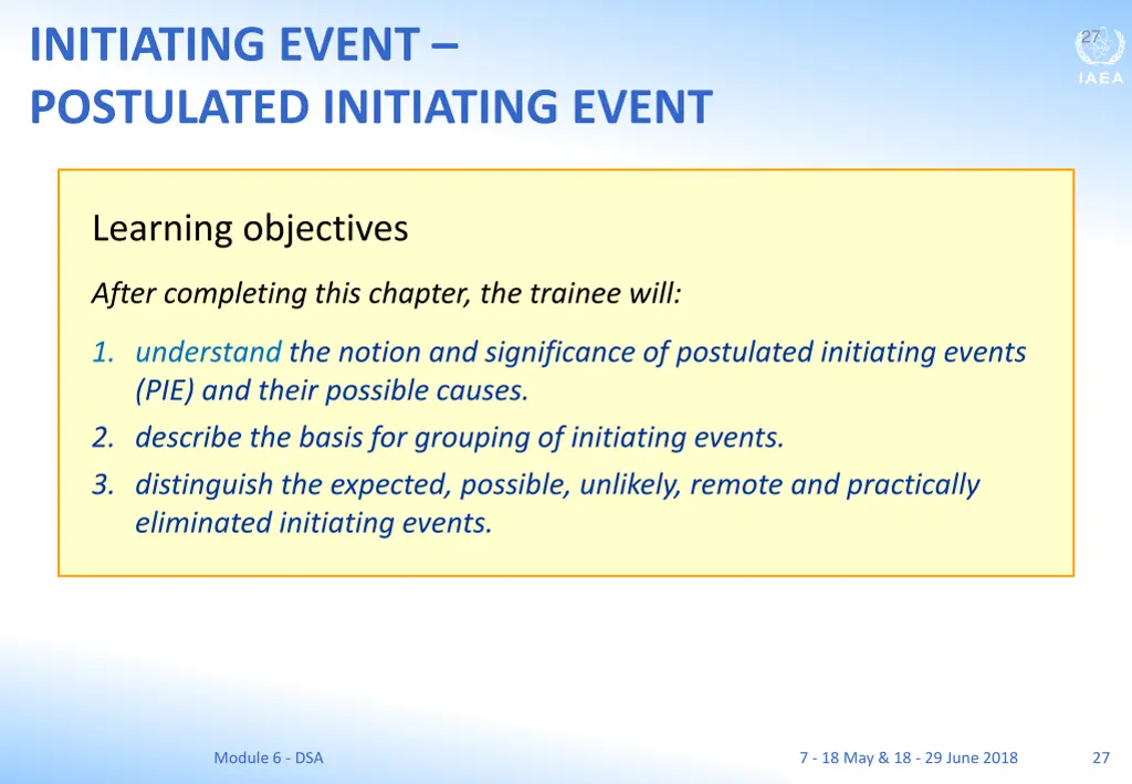 initiating event postulated initiating event