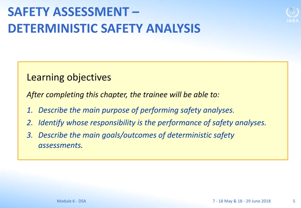 safety assessment deterministic safety analysis