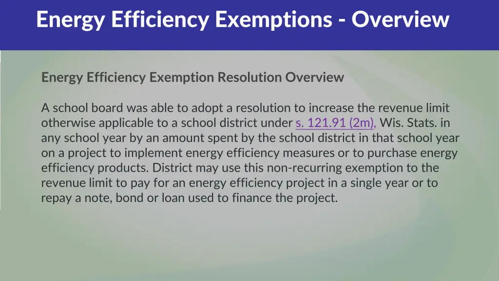 energy efficiency exemptions overview