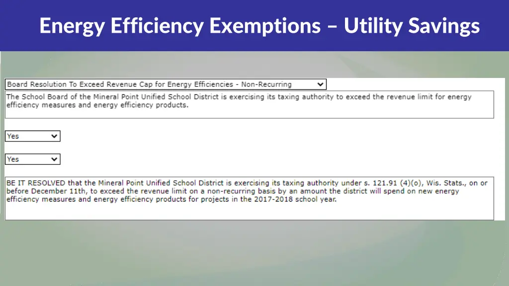 energy efficiency exemptions utility savings