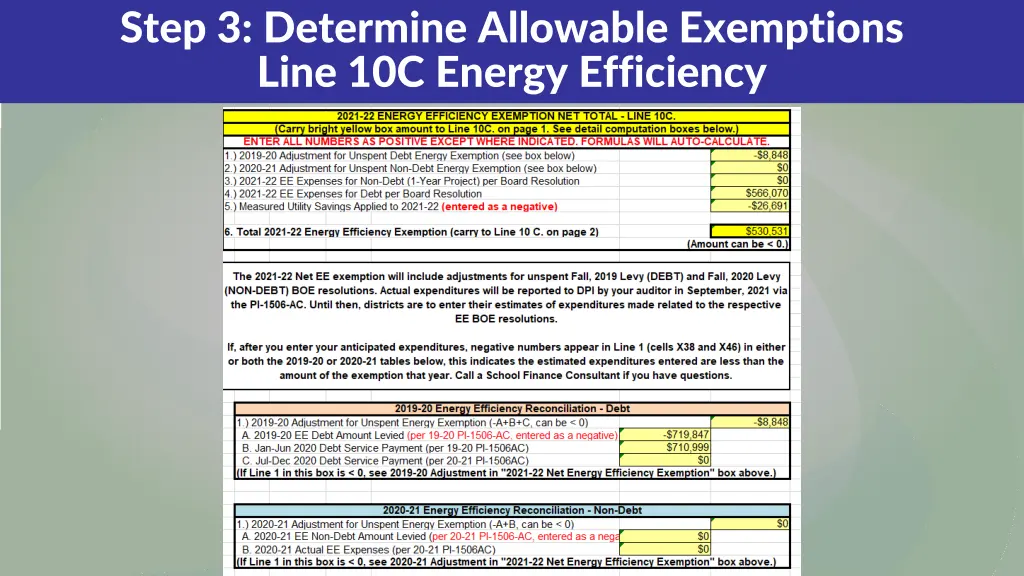 step 3 determine allowable exemptions line