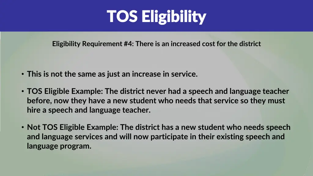 tos eligibility tos eligibility 5