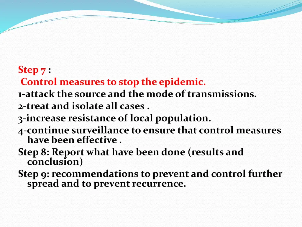 step 7 control measures to stop the epidemic