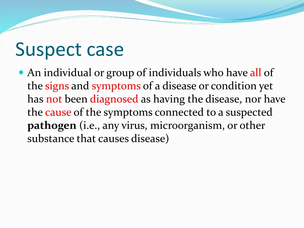 suspect case