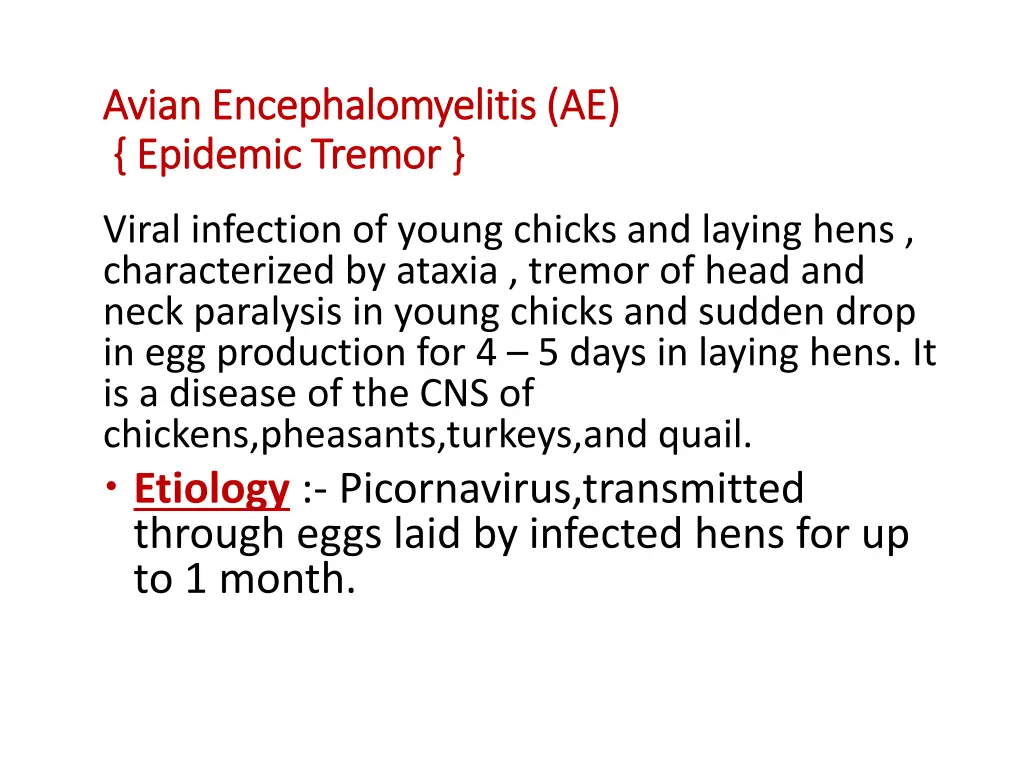 avian avian e encephalomyelitis
