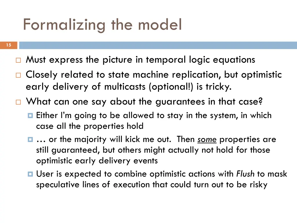 formalizing the model