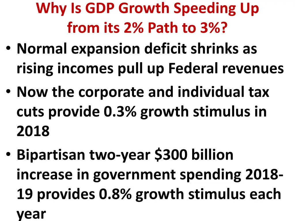 why is gdp growth speeding up from its 2 path