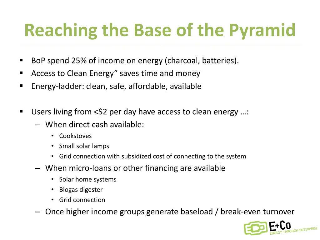 reaching the base of the pyramid