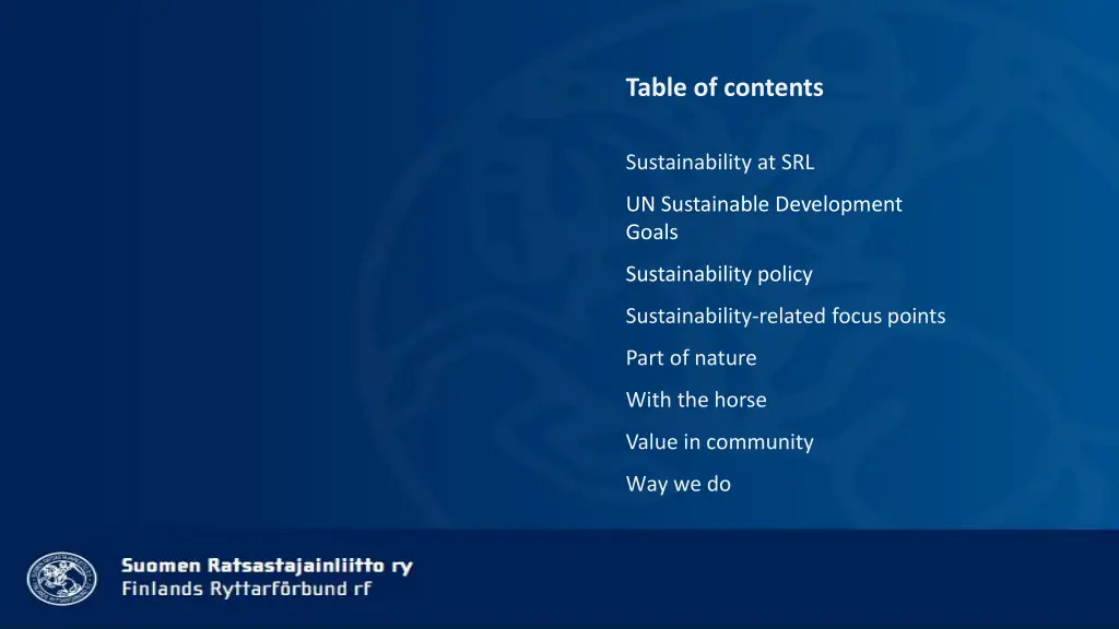 table of contents