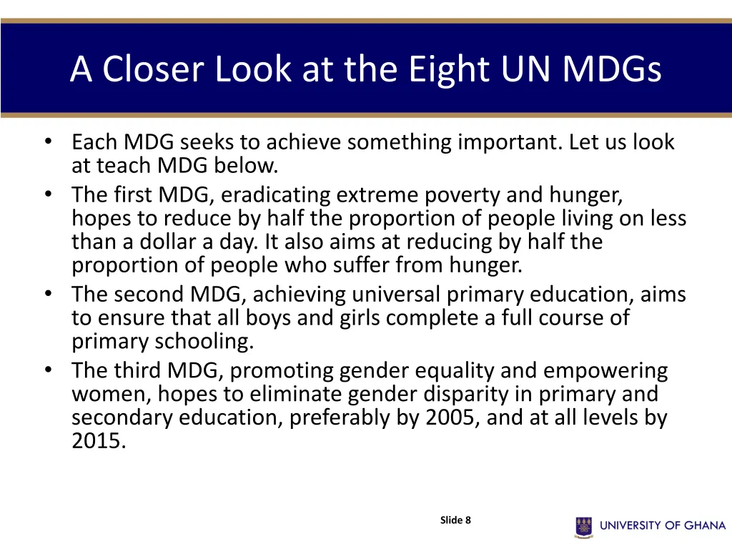a closer look at the eight un mdgs