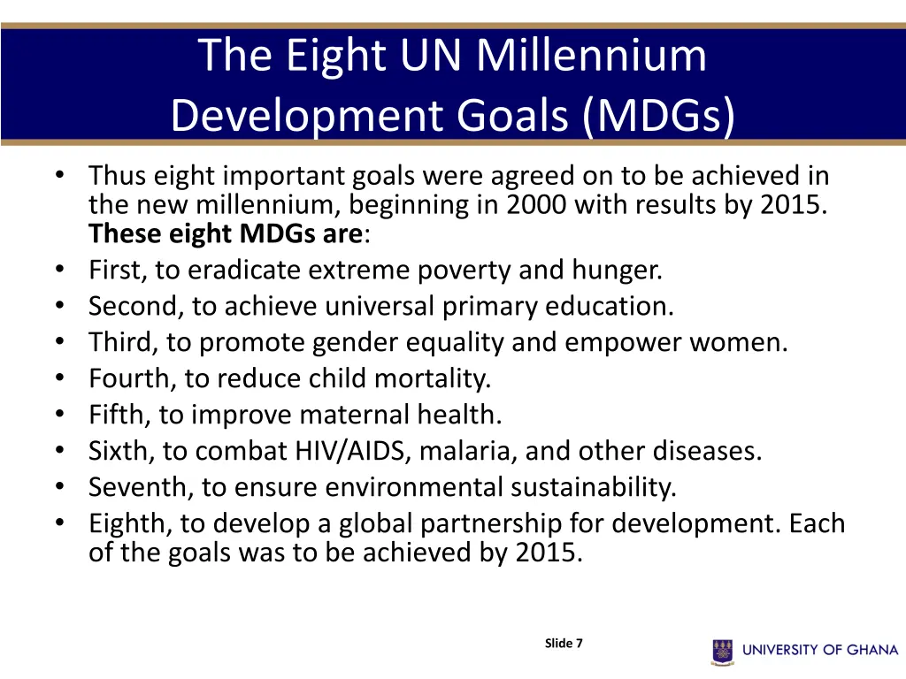 the eight un millennium development goals mdgs