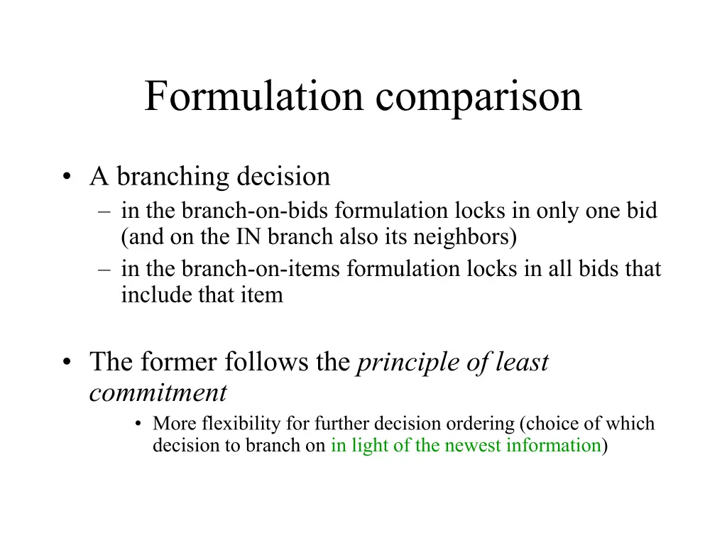 formulation comparison