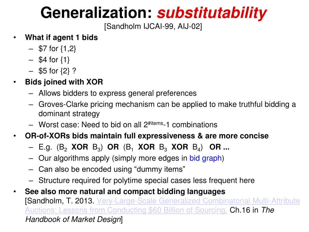 generalization substitutability sandholm ijcai