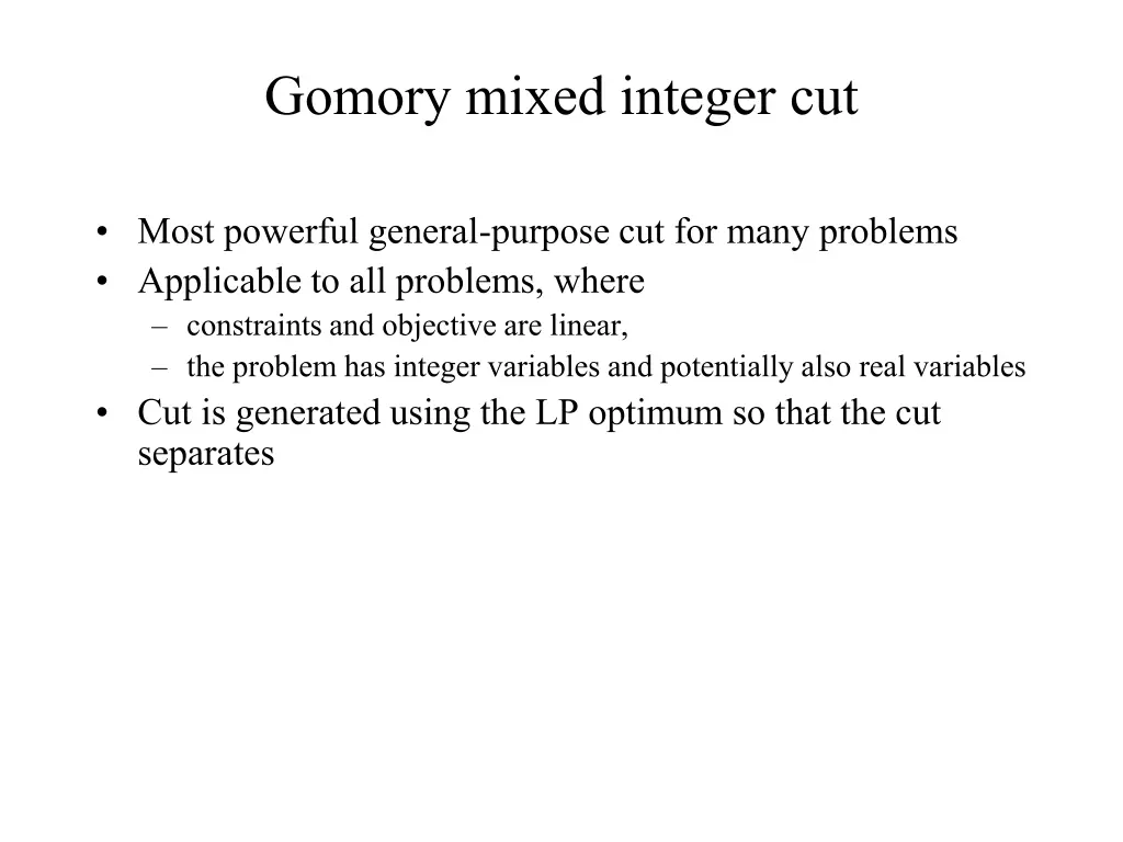 gomory mixed integer cut