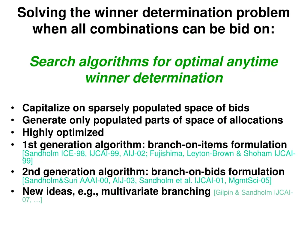 solving the winner determination problem when