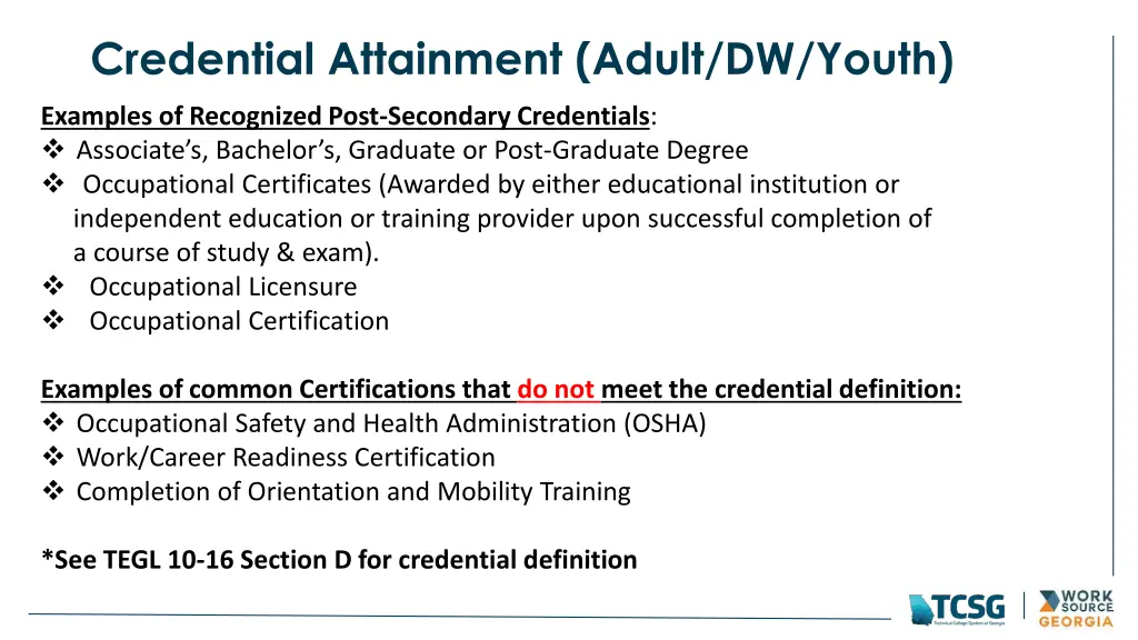 credential attainment adult dw youth 2