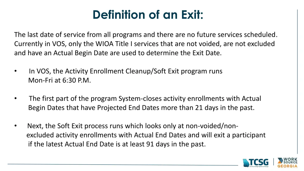 definition of an exit