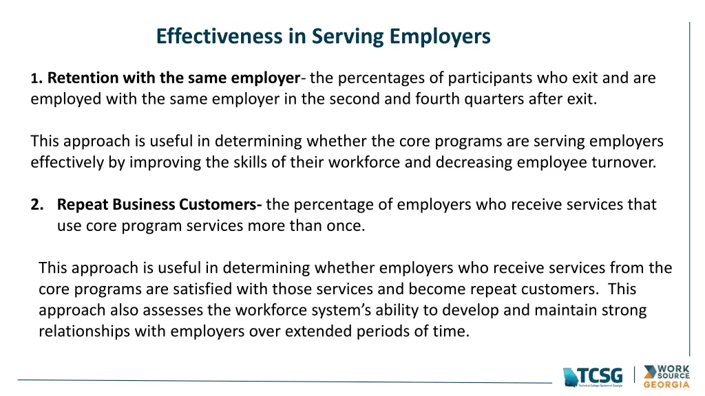 effectiveness in serving employers