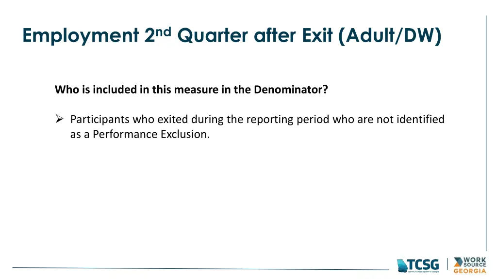 employment 2 nd quarter after exit adult dw 1