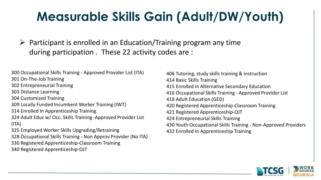 measurable skills gain adult dw youth 2