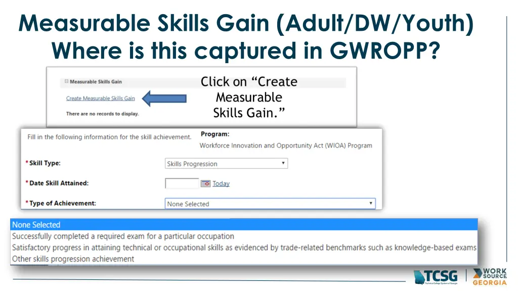 measurable skills gain adult dw youth where 3