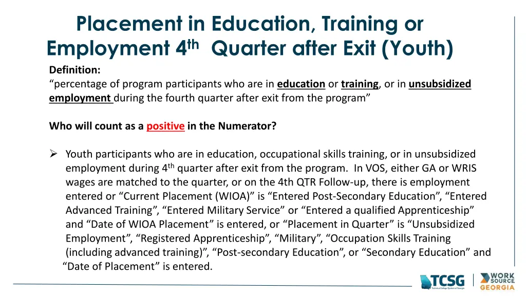 placement in education training or employment 2