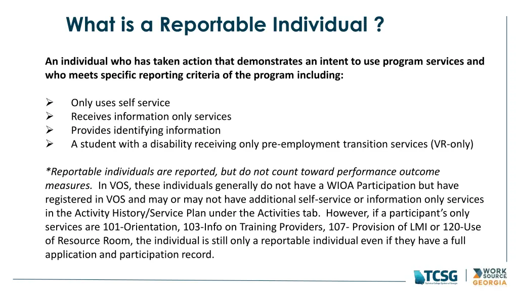 what is a reportable individual