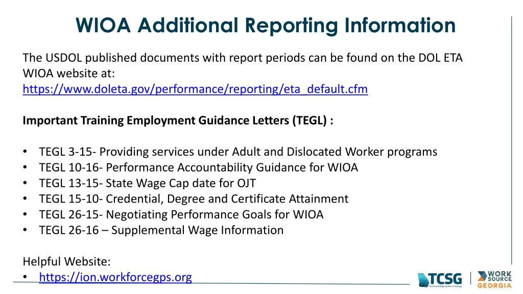 wioa additional reporting information