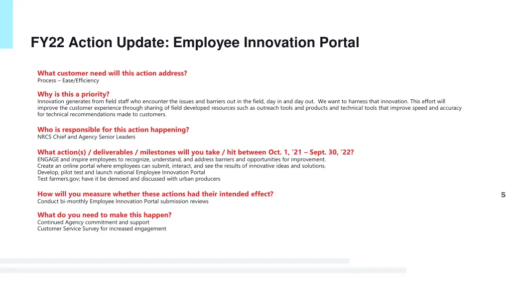 fy22 action update employee innovation portal