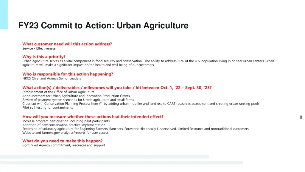 fy23 commit to action urban agriculture