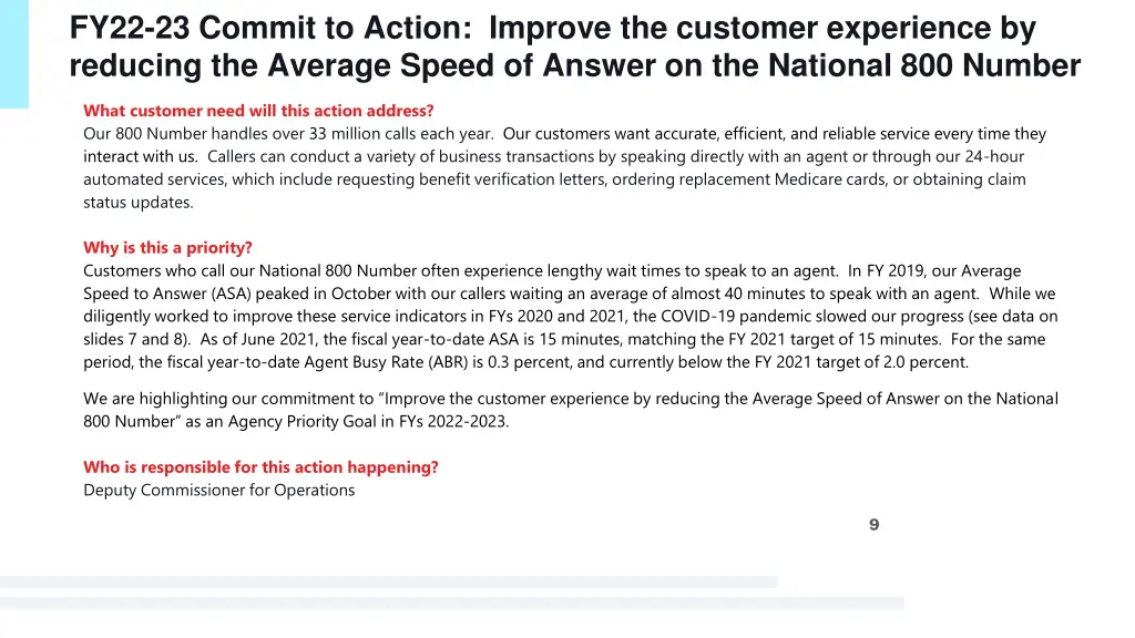 fy22 23 commit to action improve the customer