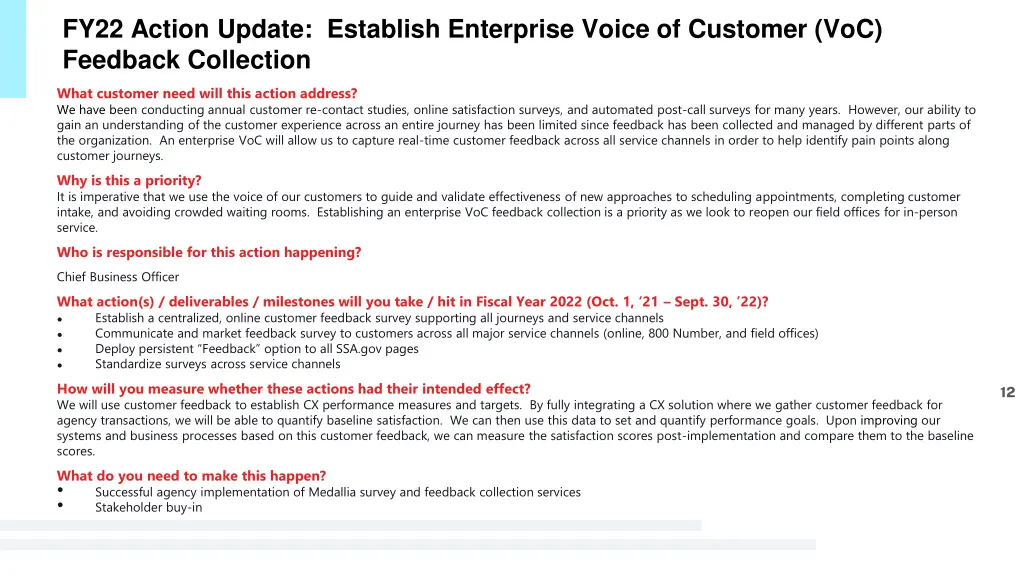 fy22 action update establish enterprise voice