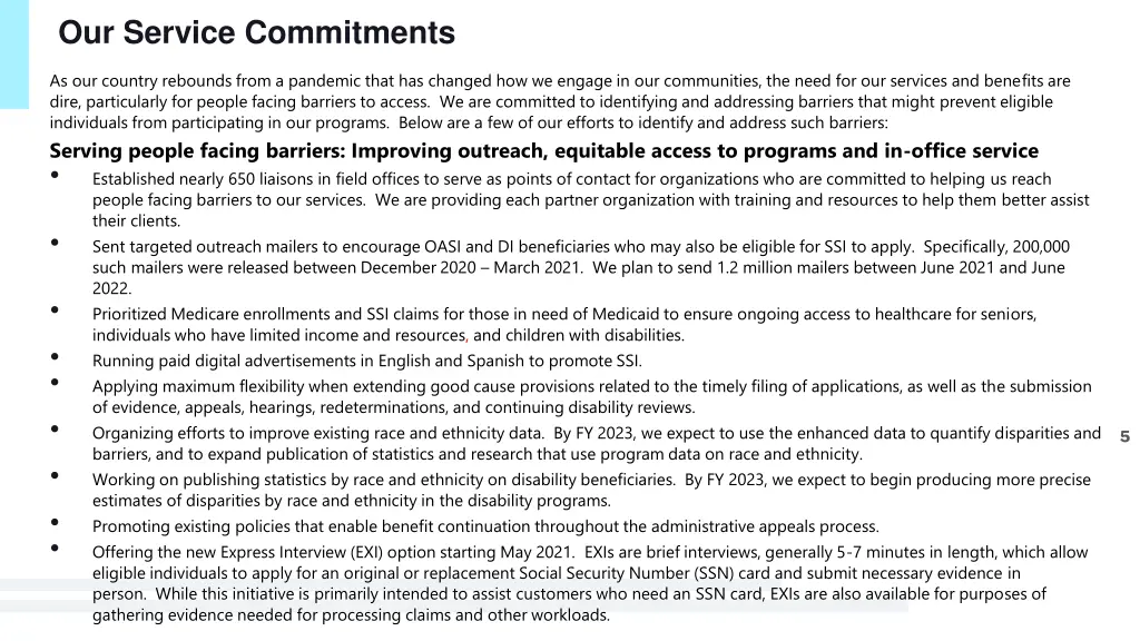 our service commitments